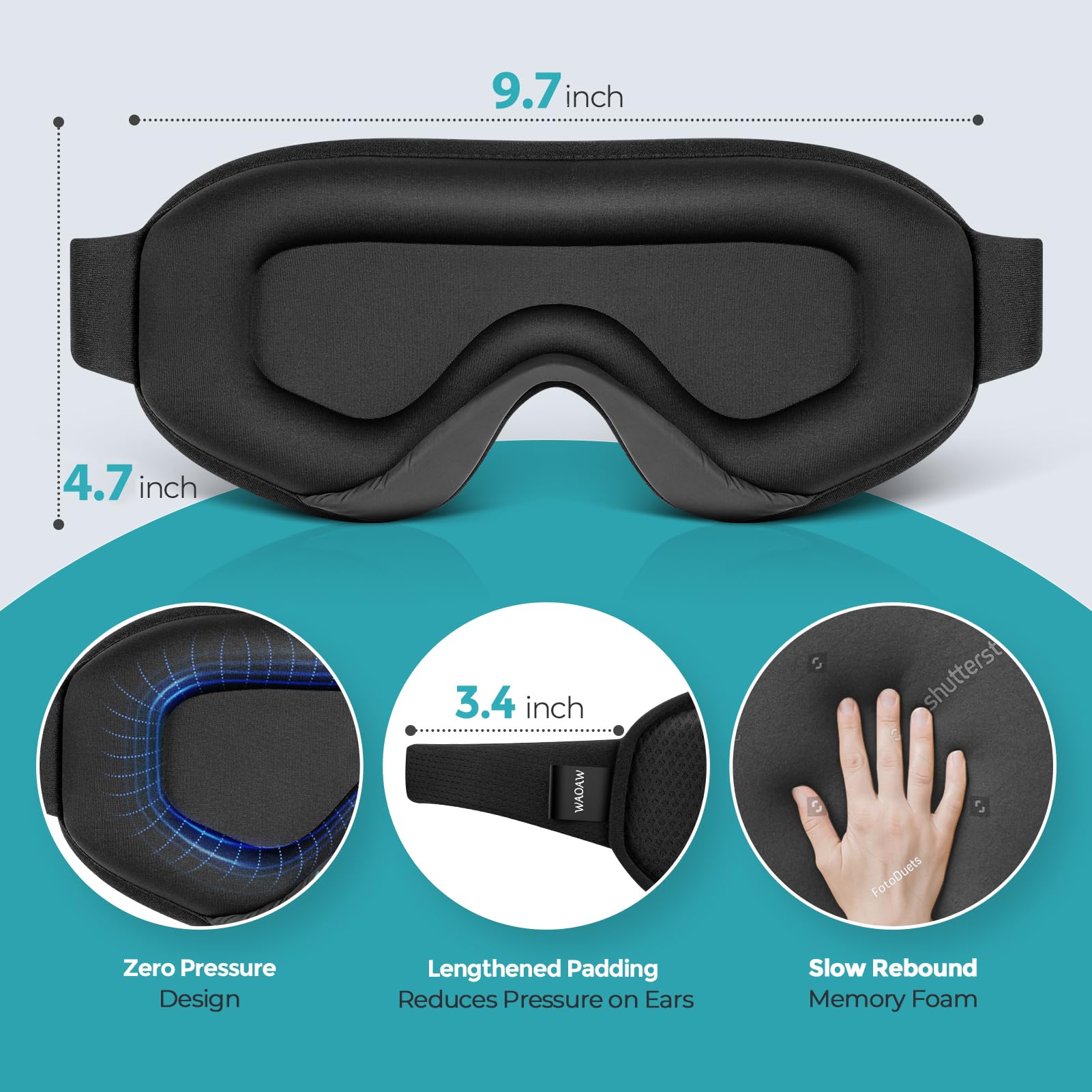 WAOAW Masque yeux confort en avion ou hôtel pour un repos discret.