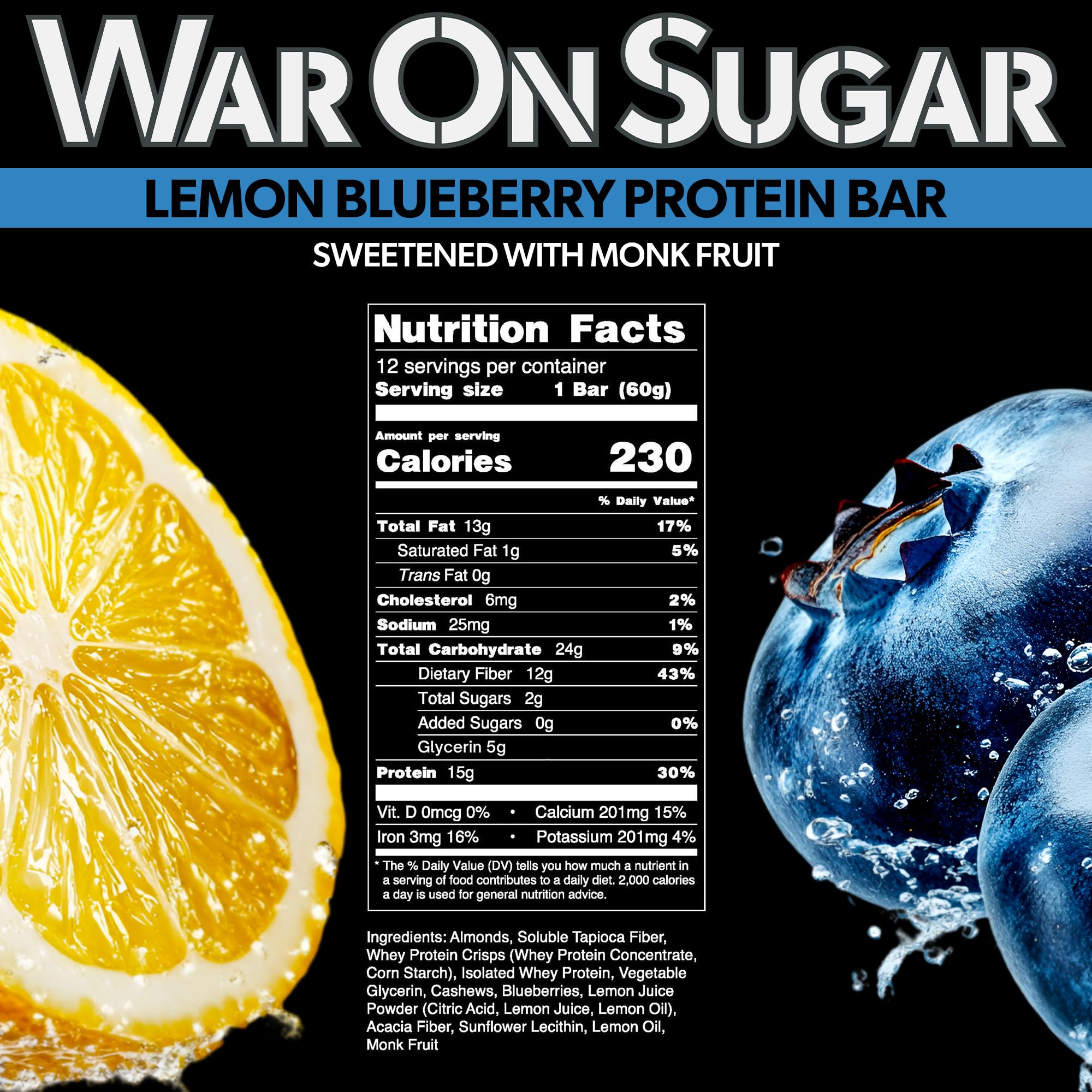 Tranche de barre War on Sugar citron-myrtille montrant texture et couleur.