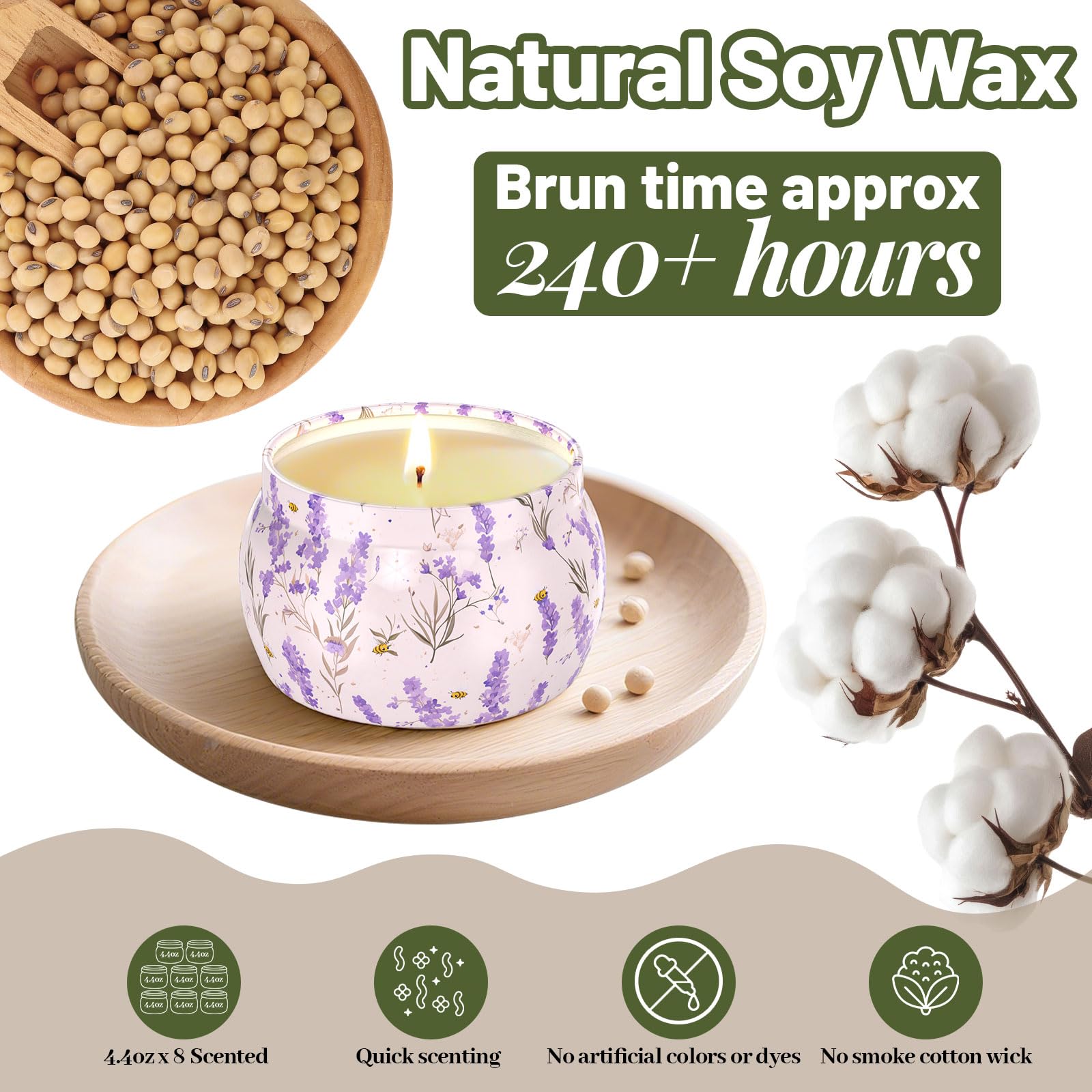 Coffret WarmEmbrace de 8 bougies, cadeau élégant et pratique.