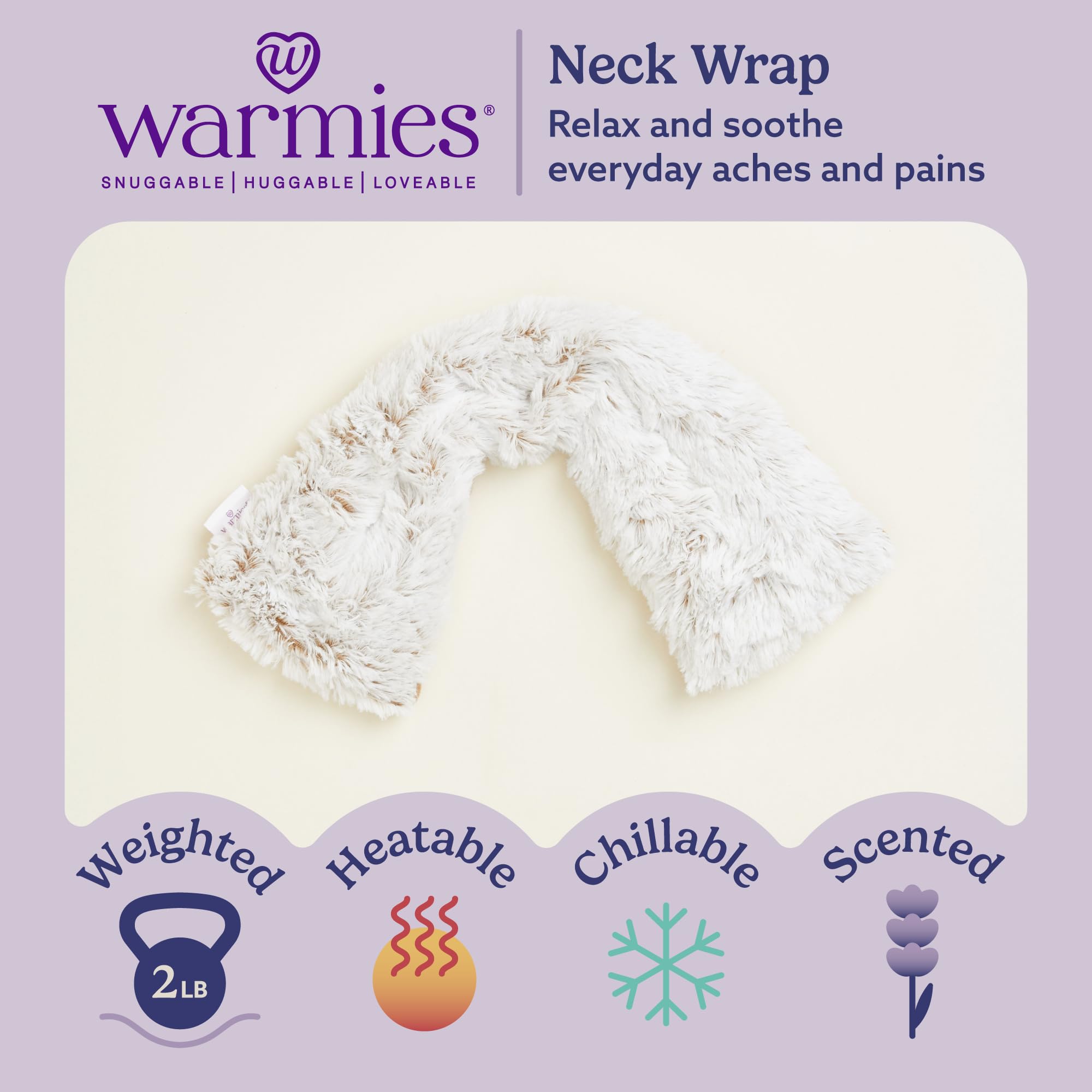 Warmies cache-nuque en velours brun, douceur luxueuse.