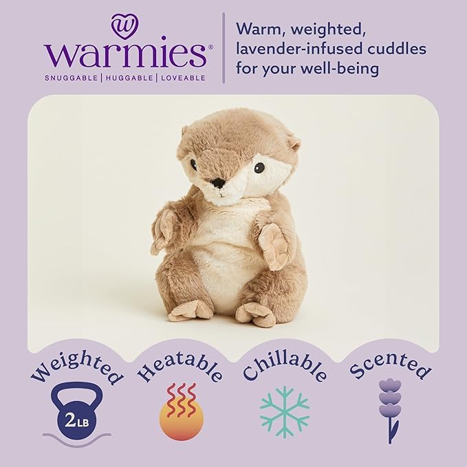 Warmies Otter, peluche lourde offrant un doux soutien pendant le repos.