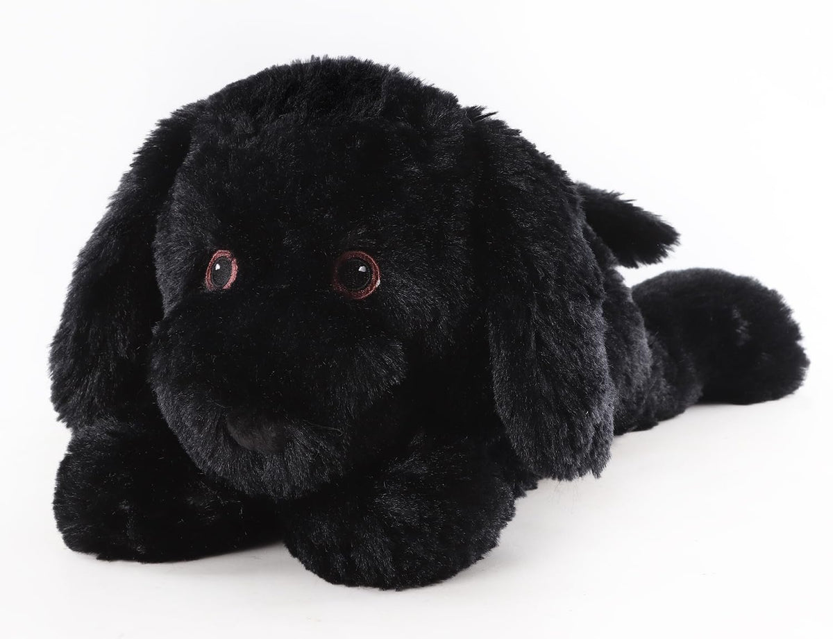 WarmPal Labrador noir doudou chauffant, compagnon réconfortant pour les nuits et câlins.