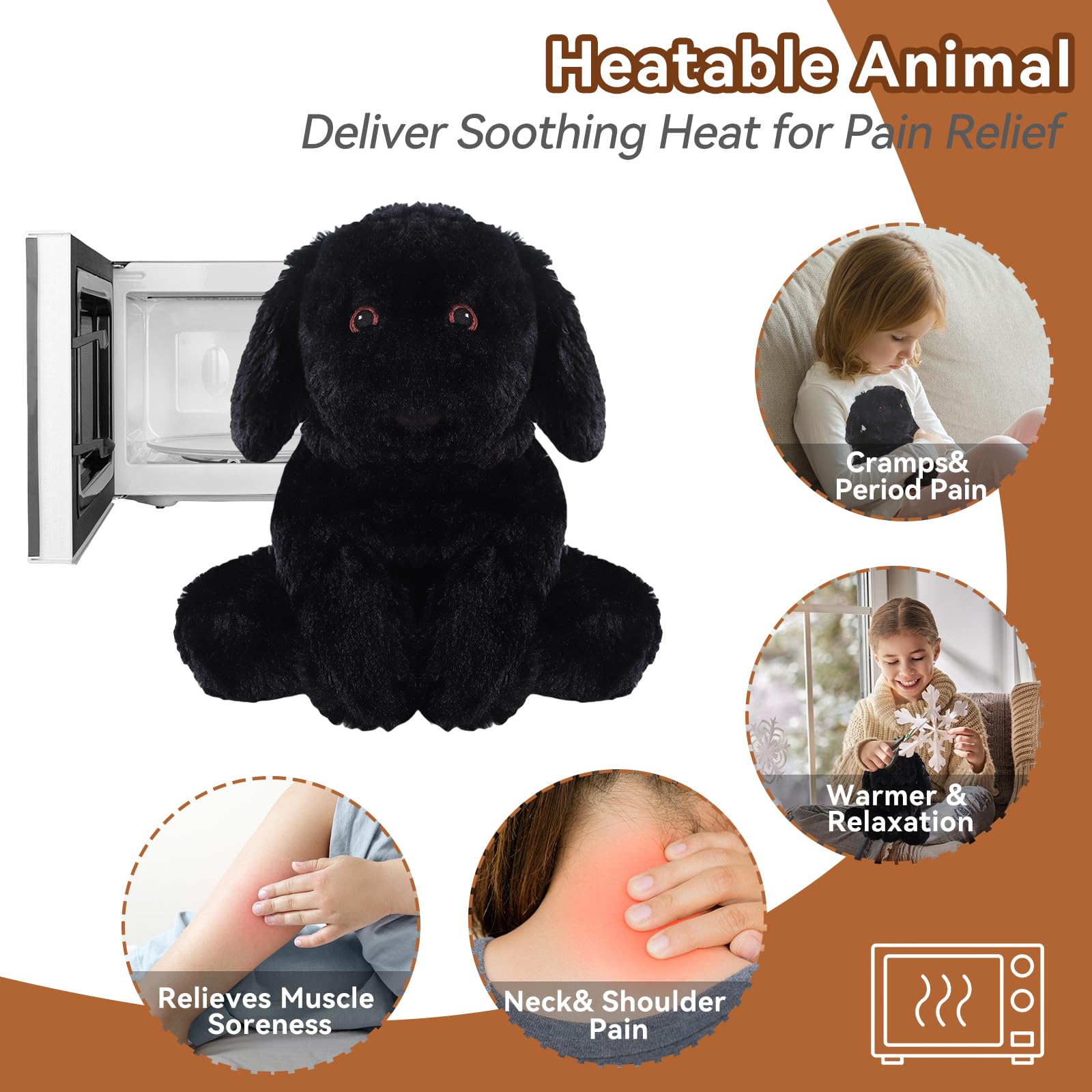 WarmPal peluche chaleur durable, grains de lin pour une chaleur humide réconfortante.