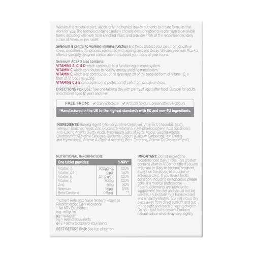Wassen Selenium-Ace - emballage: présentation claire pour une prise quotidienne.