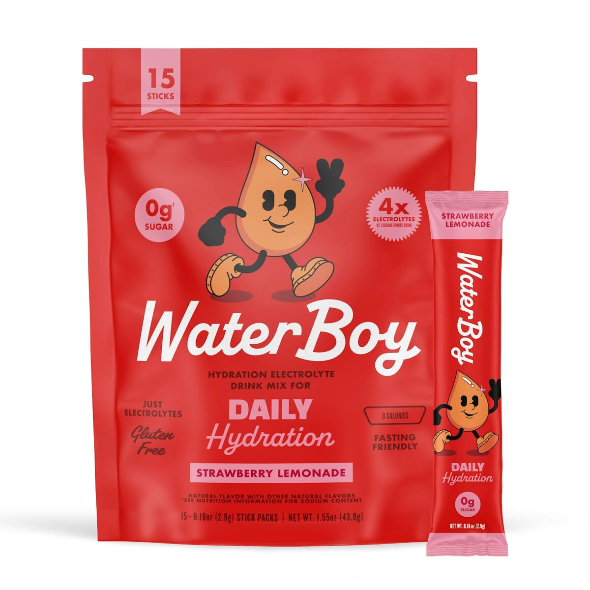 Waterboy Daily Hydration: sachet électrolyte prêt à l’emploi sans sucre.