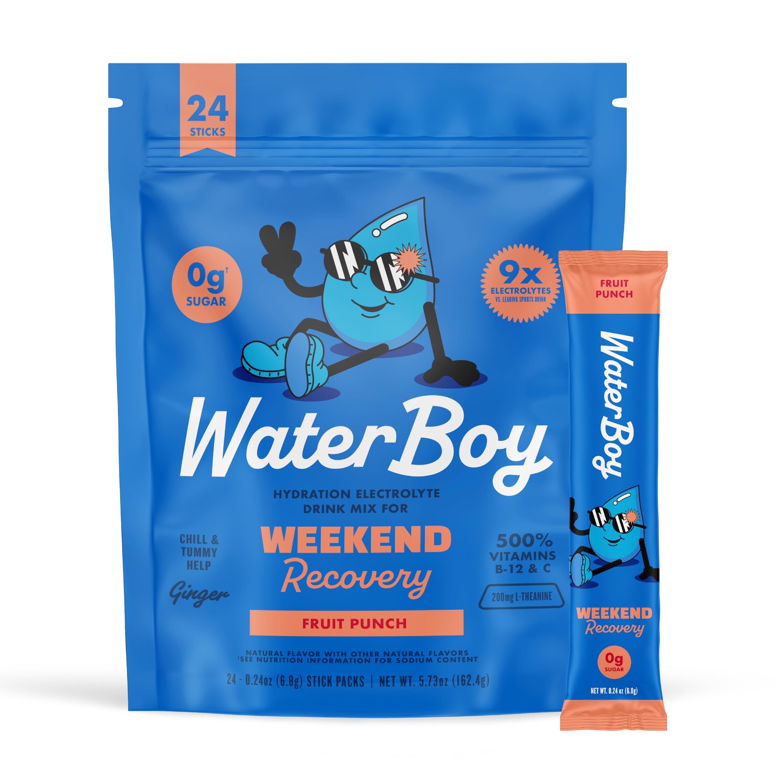 Waterboy Weekend Recovery: sachet citron-gingembre pour une récupération hydrique naturelle.