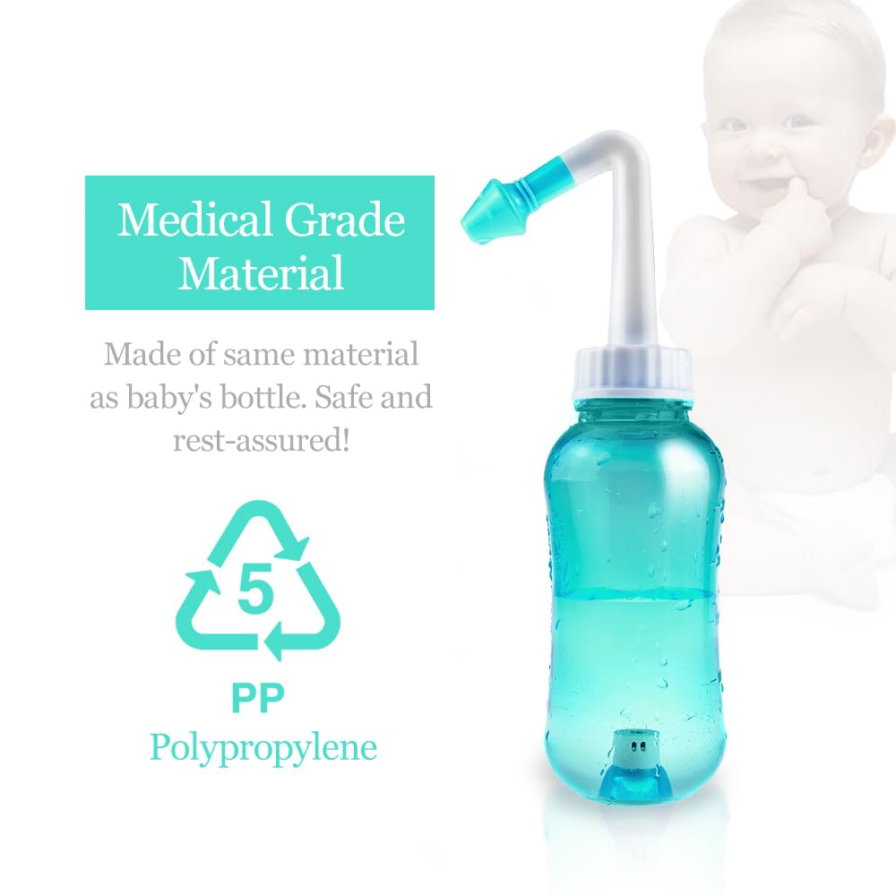 Waterpulse Neti Pot – bouton ergonomique pour un flux d'eau contrôlé.