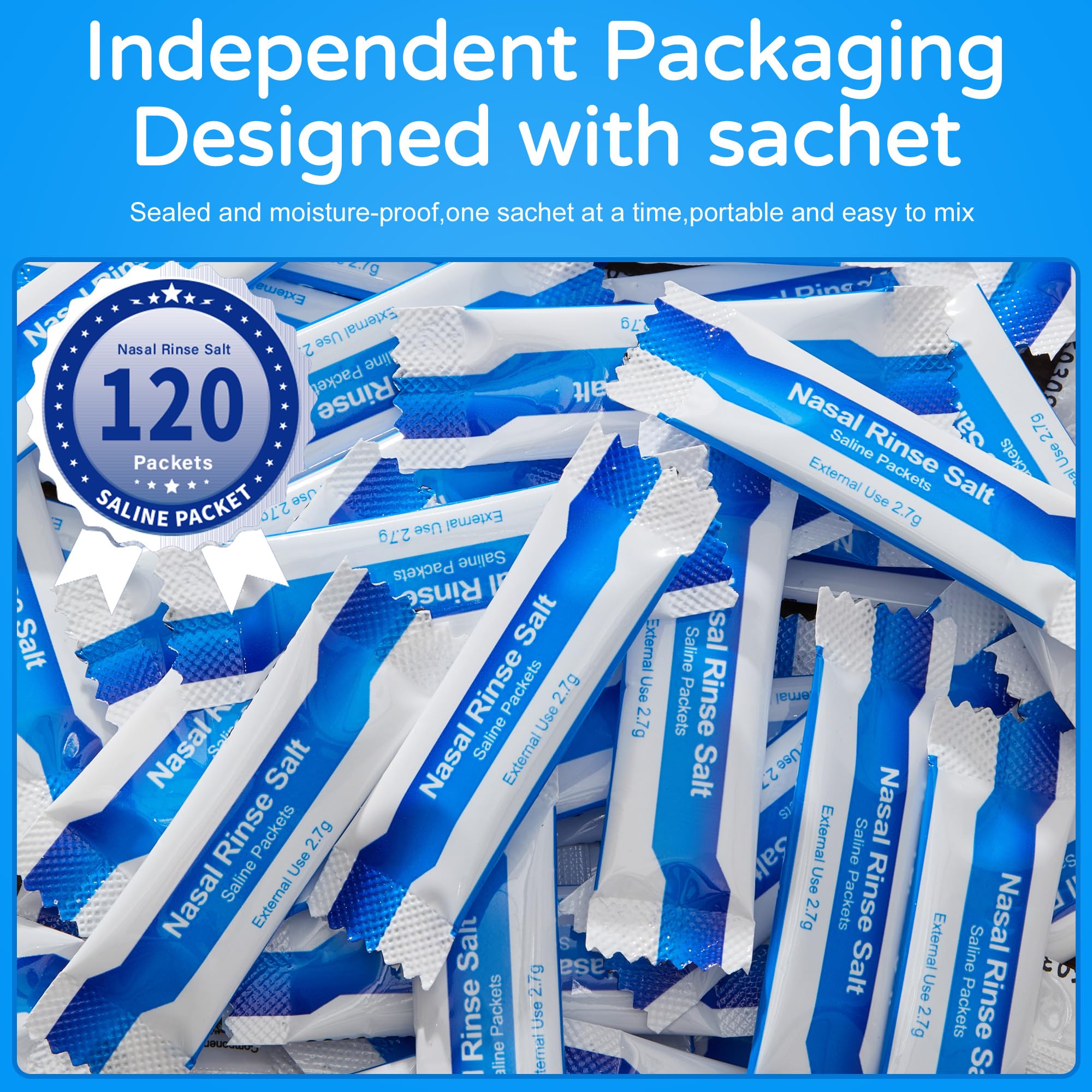 Waterpulse sachets saline dissolution rapide lors du rinçage nasal.