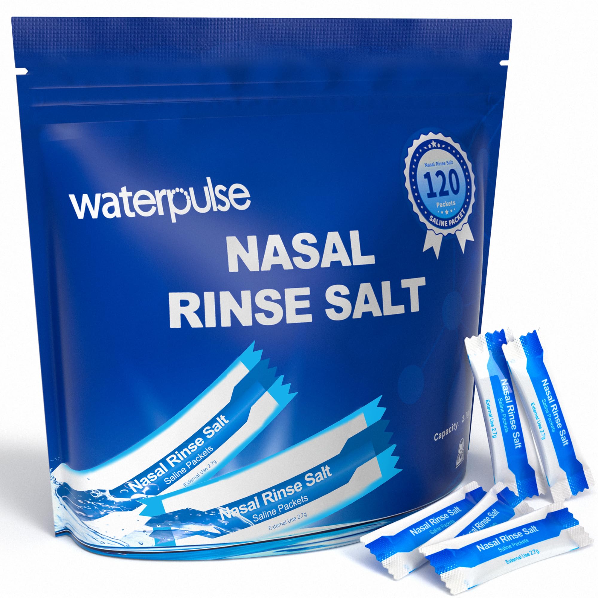 Waterpulse sachets saline neti-pot 120: dosage simple pour rinçage nasal.