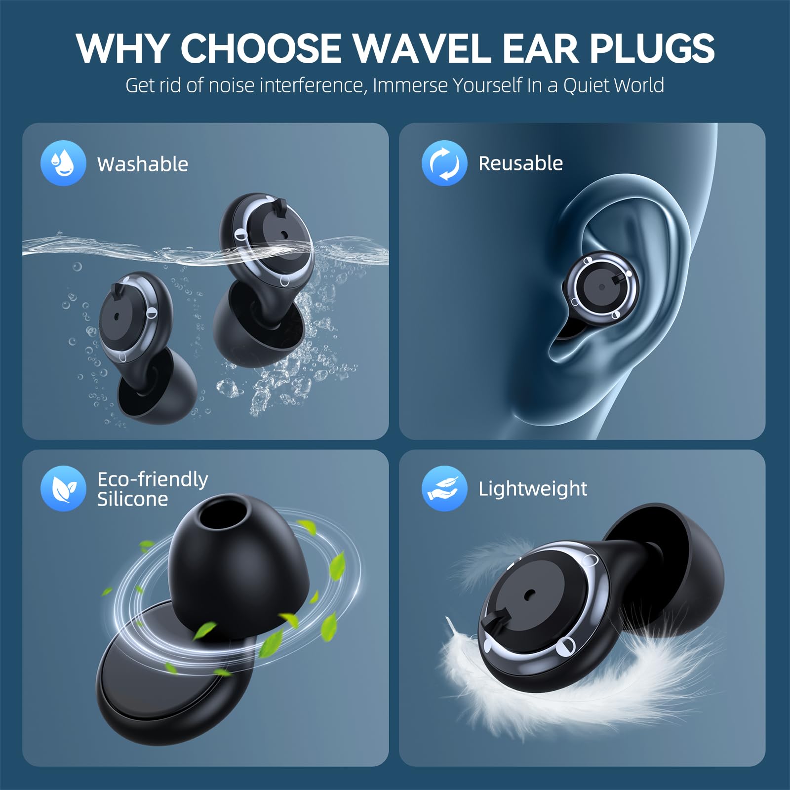 Embouts en silicone WAVEL ultra-doux pour confort.