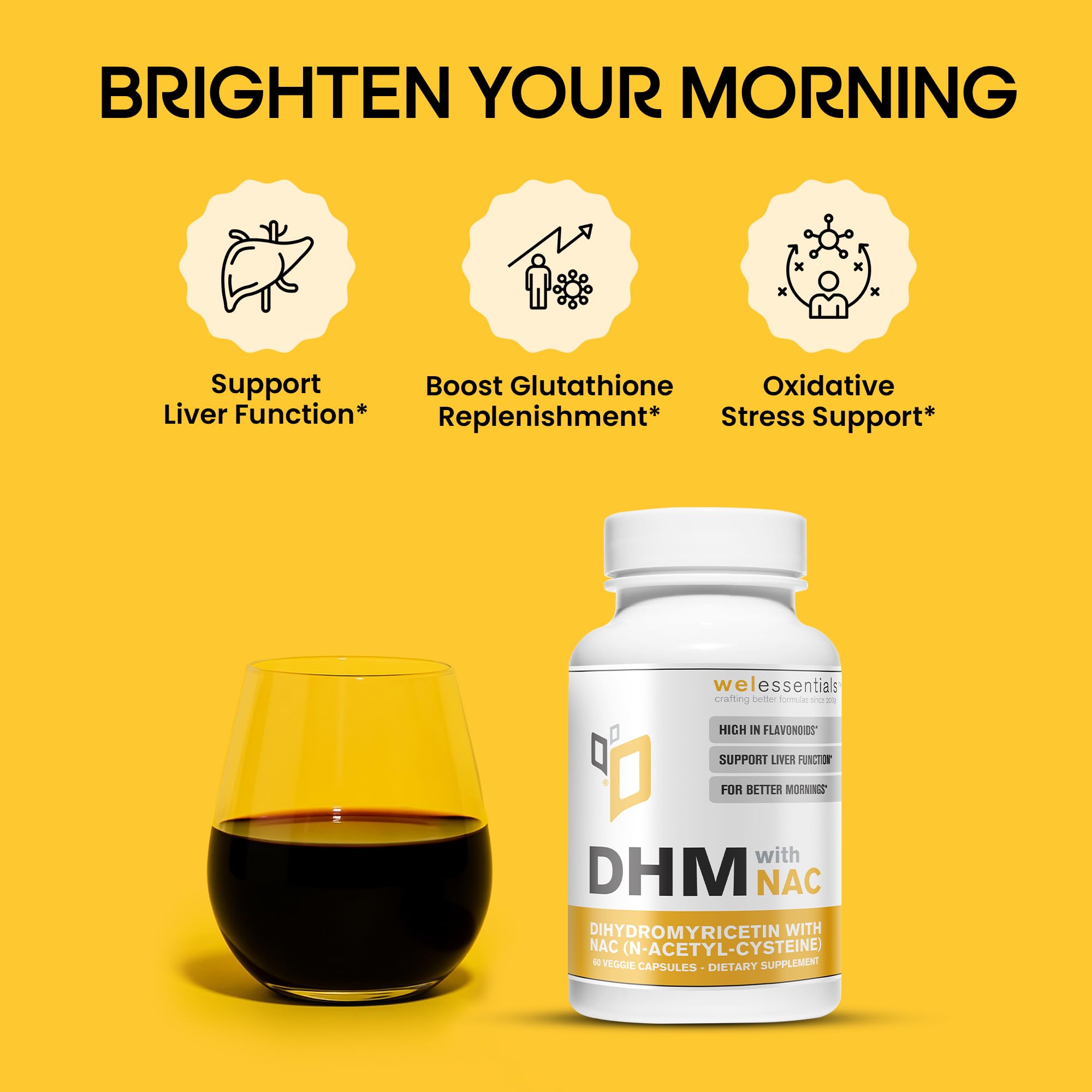 Capsules WELESSENTIALS DHM NAC, format pratique pour utilisation nocturne