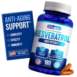 We Like Vitamins Resveratrol, bouteille montrant la dose de 1000 mg par portion, soutien antioxydant