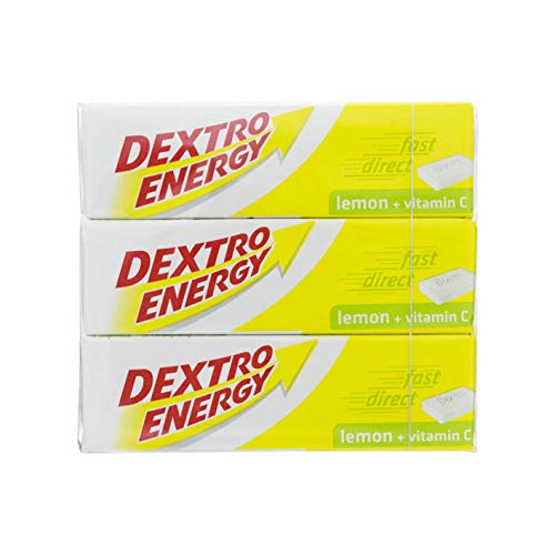 WeaShaemgLi Dextro Energy SE tablettes citron, emballage pratique pour énergie rapide en déplacement.