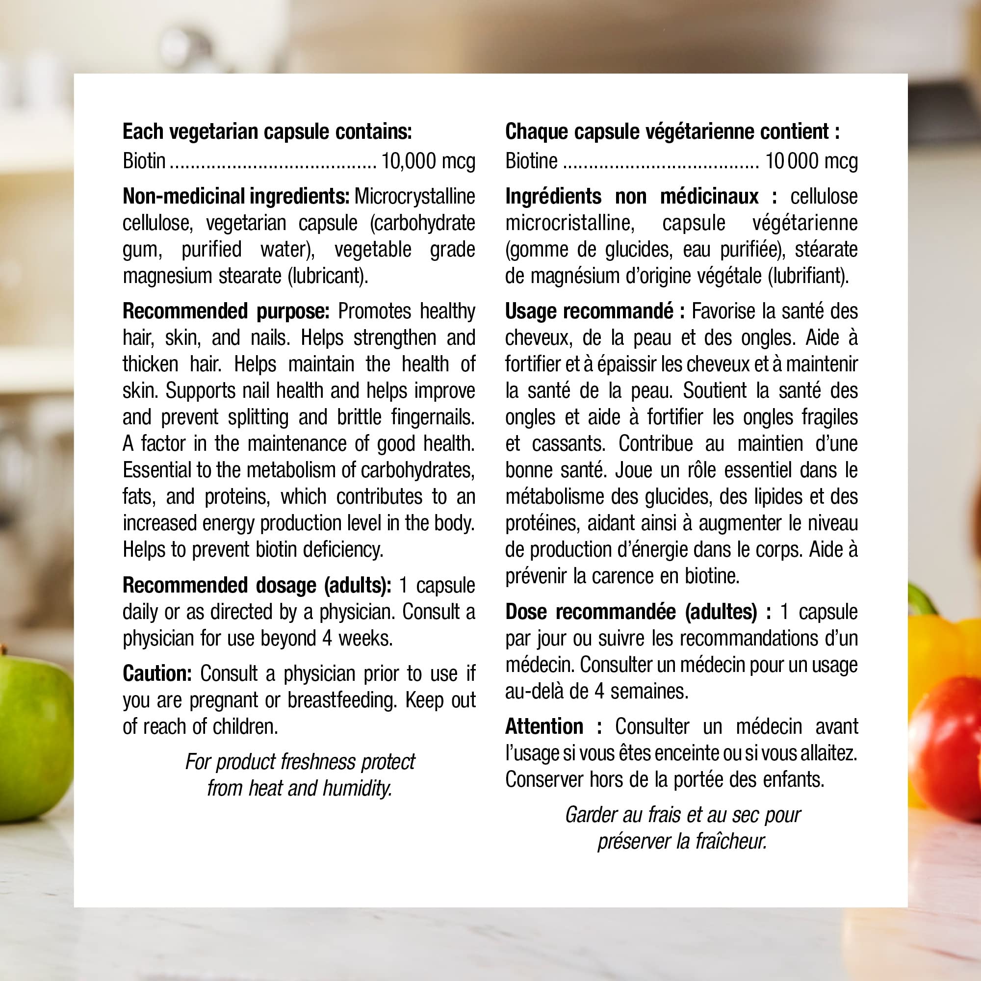 Biotine Webber Naturals, peau hydratée et éclat naturel.
