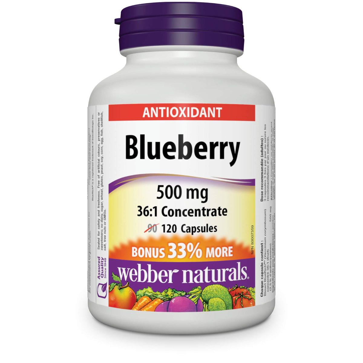 Webber Naturals Bleuet 36:1 – bouteille pratique pour votre routine quotidienne