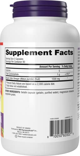 Webber Naturals capules-vinaigre-pomme-500mg-equivalent pour consommation pratique.