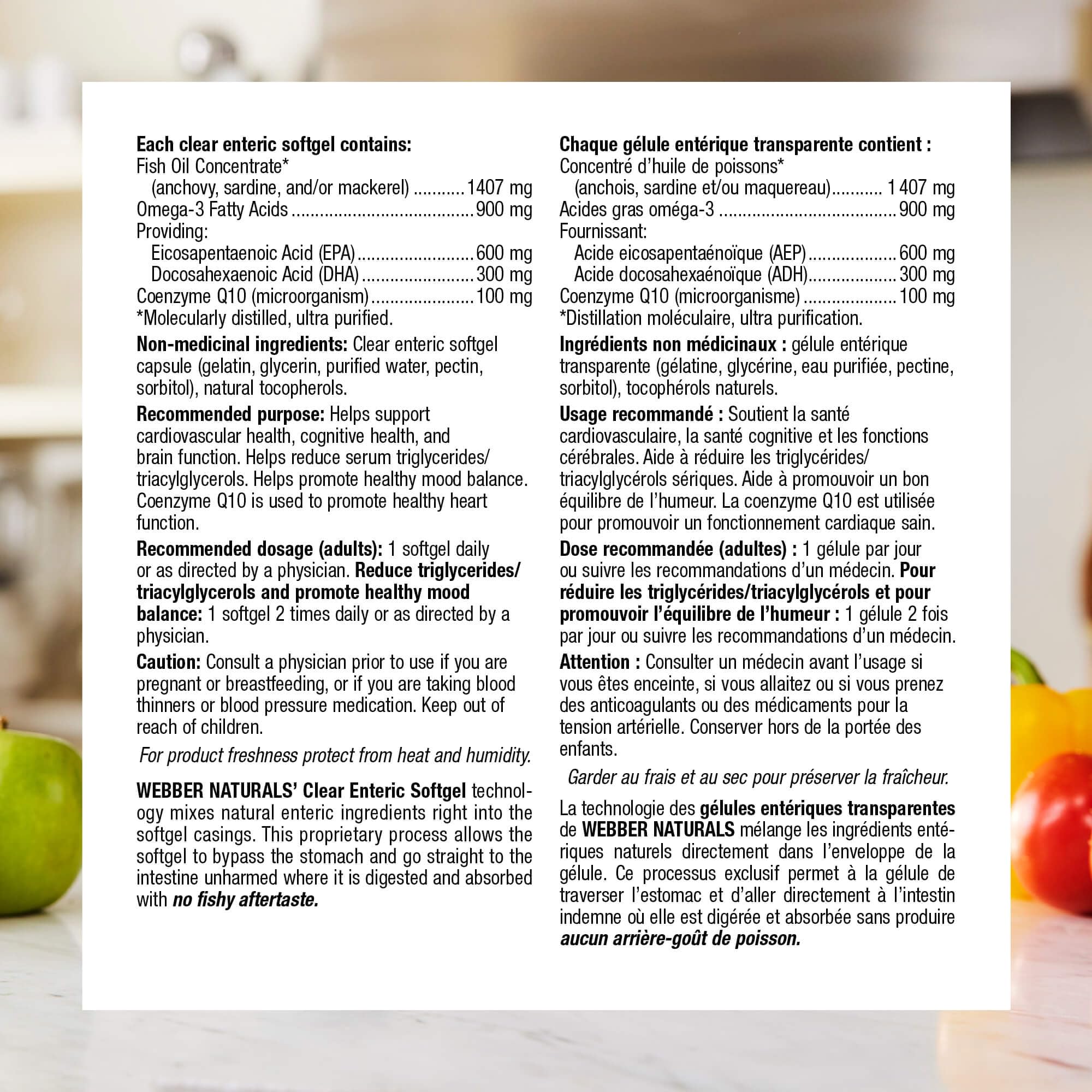 Webber Naturals CoQ10 complément énergie avec Omega-3 pour les journées actives