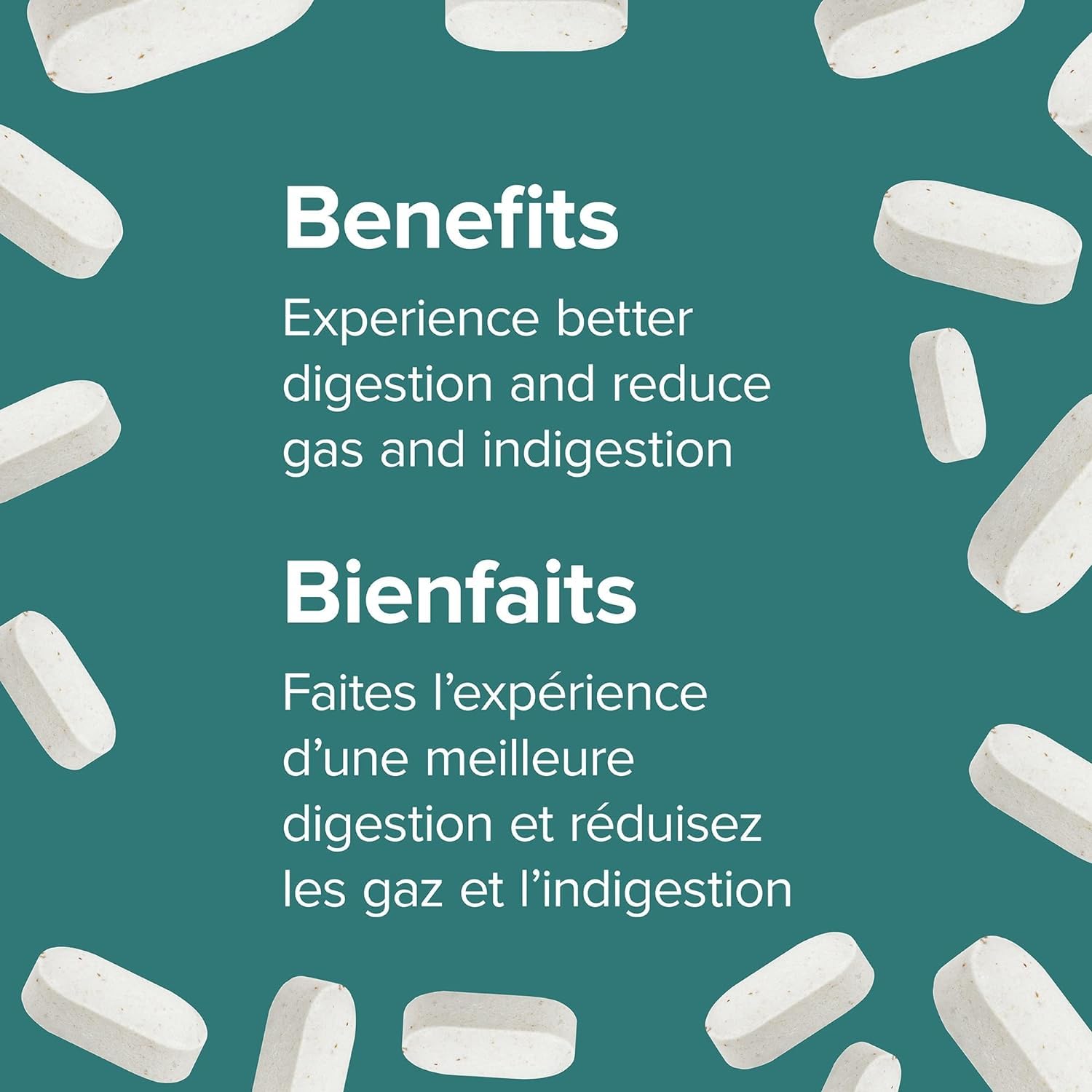 Webber Naturals Digestives enzymes, tablettes en gros plan, idéal après repas.