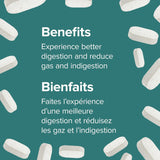 Webber Naturals Digestives enzymes, tablettes en gros plan, idéal après repas.
