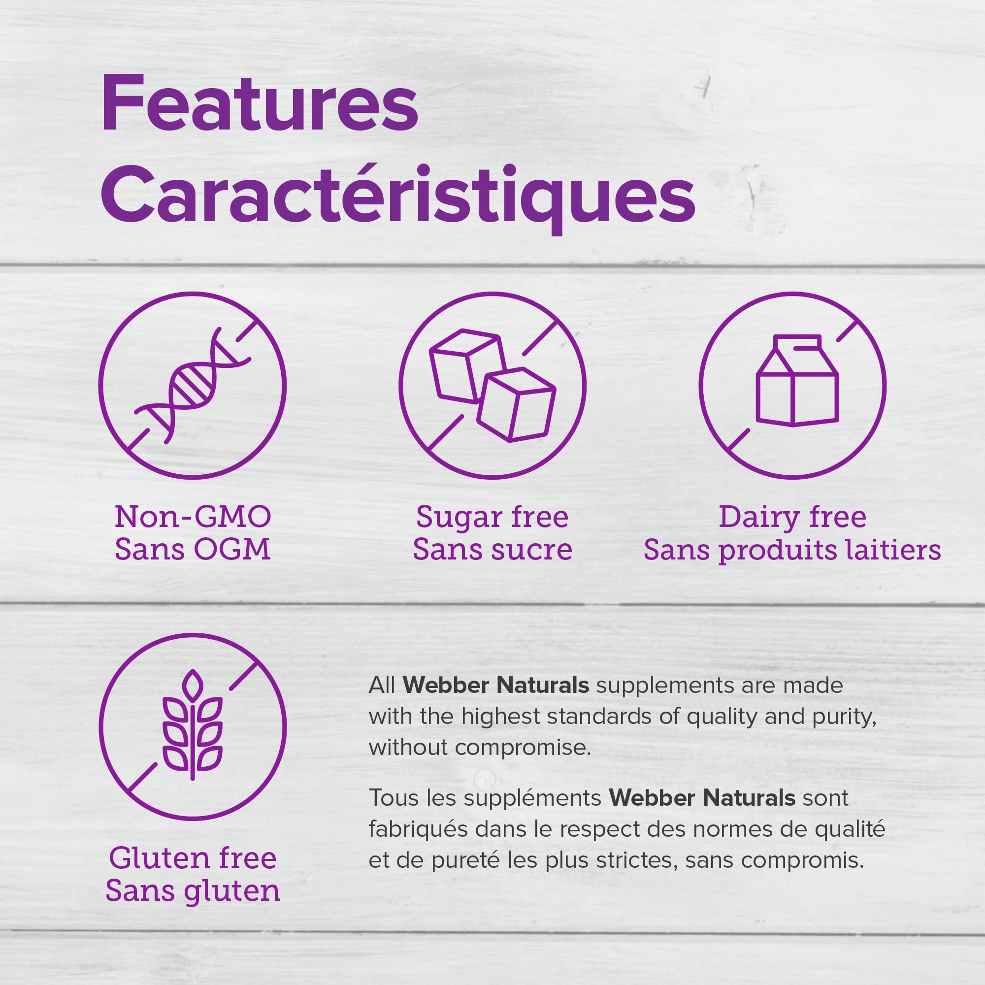 Webber Naturals Vinaigre de cidre capsules – étiquette affichant les ingrédients essentiels.