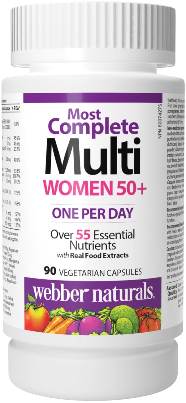 Webber Naturals femmes 50+ multi – bouteille : soutien nutritionnel quotidien.