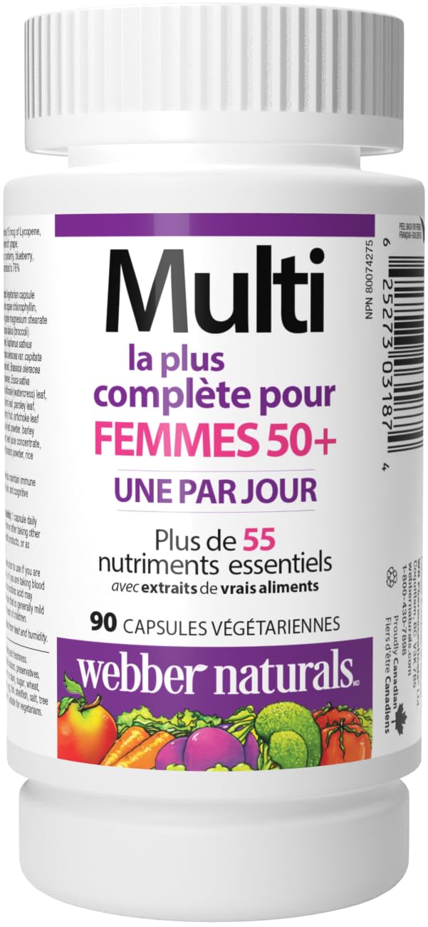 Webber Naturals femmes 50+ multi – capsules : prise simple et pratique.