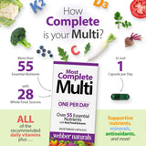 Webber Naturals femmes 50+ multi – etiquette : informations claires sur les bénéfices.