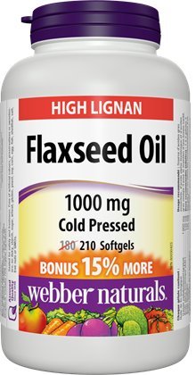Webber Naturals huile de lin bio pressée à froid, capsules molles pratiques pour l'apport quotidien