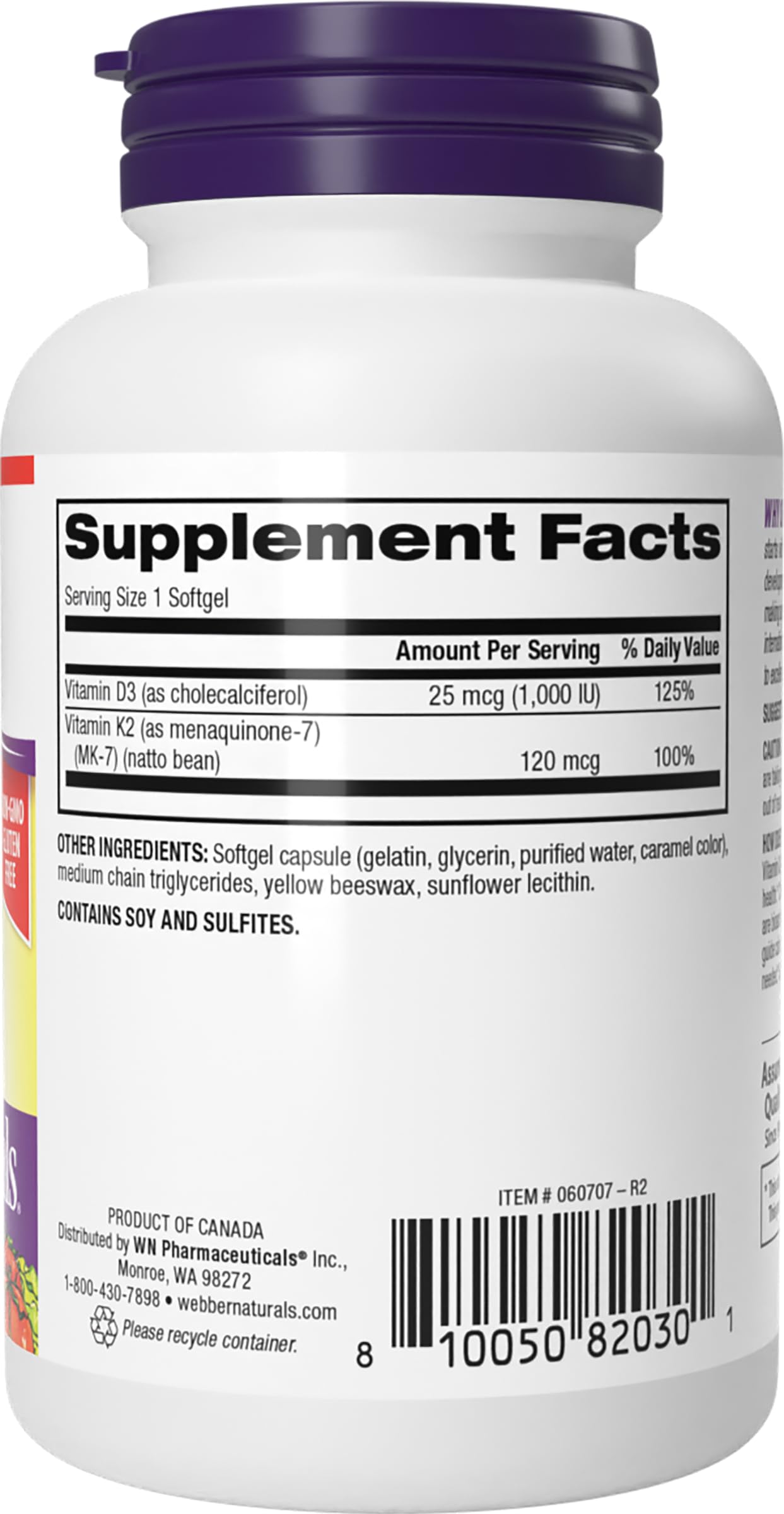 Webber Naturals K2 MK7 - Boîte hermétique préservant fraîcheur et stabilité.