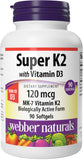 Webber Naturals K2 MK7 - Bouteille de gélules souples, soutien potentiel des os et des dents.
