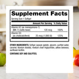 Webber Naturals K2 MK7 - Dosage 120 mcg K2 et 1000 UI D3 par gélule.