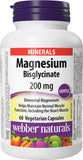 Webber Naturals Magnésium Bisglycinate 200 mg capsules, soutien musculaire et cardiaque.