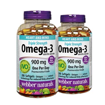 Webber Naturals Oméga-3 900 mg, gélules – soutien au quotidien pour le bien-être général