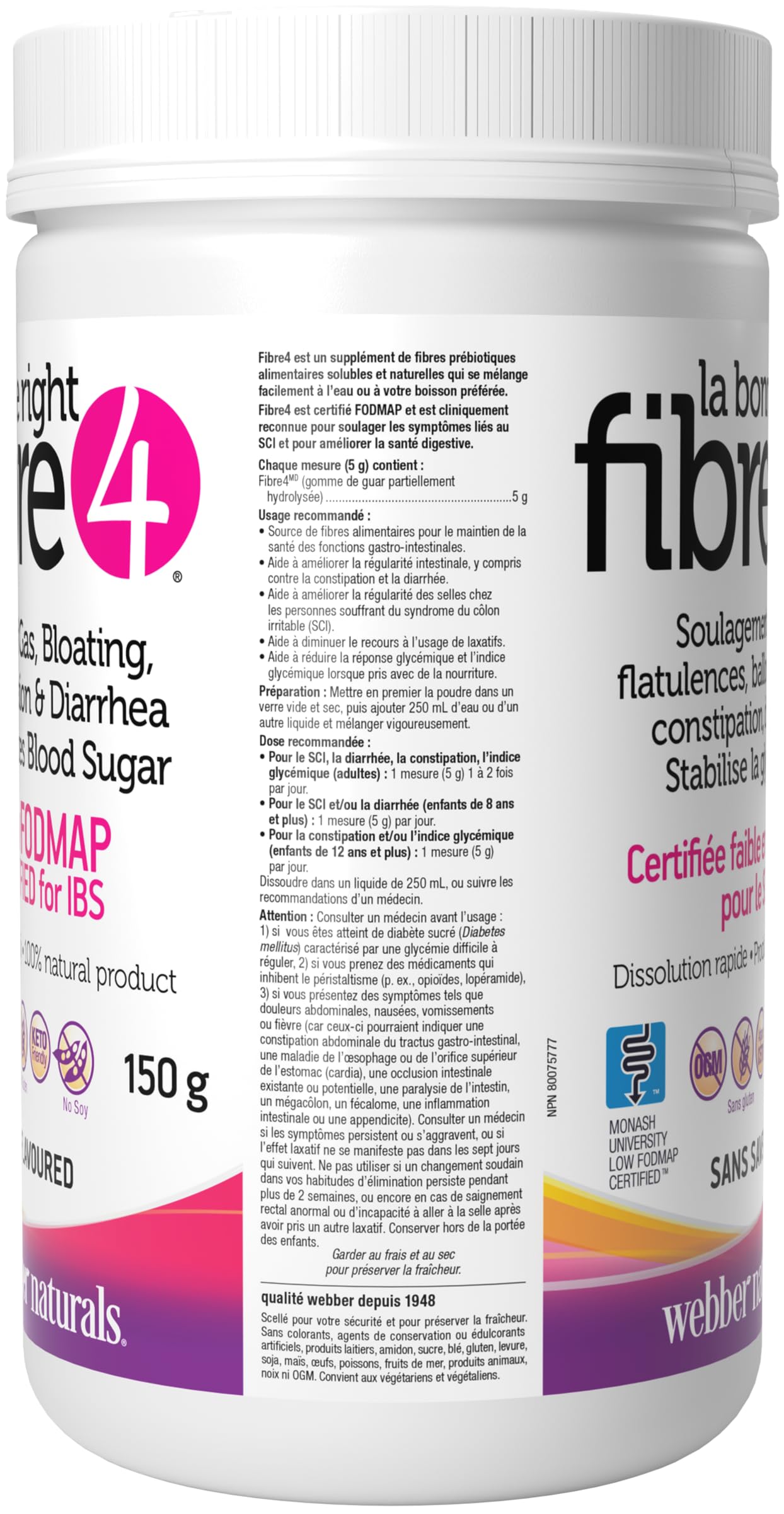 Webber Naturals Fibre4 préparation-simple intégration aisée dans les repas