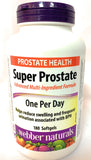 Webber Naturals Super Prostate — bouteille de gélules, prise quotidienne pratique.