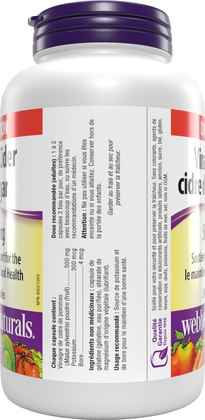 Webber Naturals Vinaigre de cidre capsules – extrait naturel de cidre de pomme.