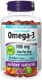 Webber Naturals Triple Strength Omega-3 avec CoQ10 en bouteille, soutien potentiel au bien-être quotidien
