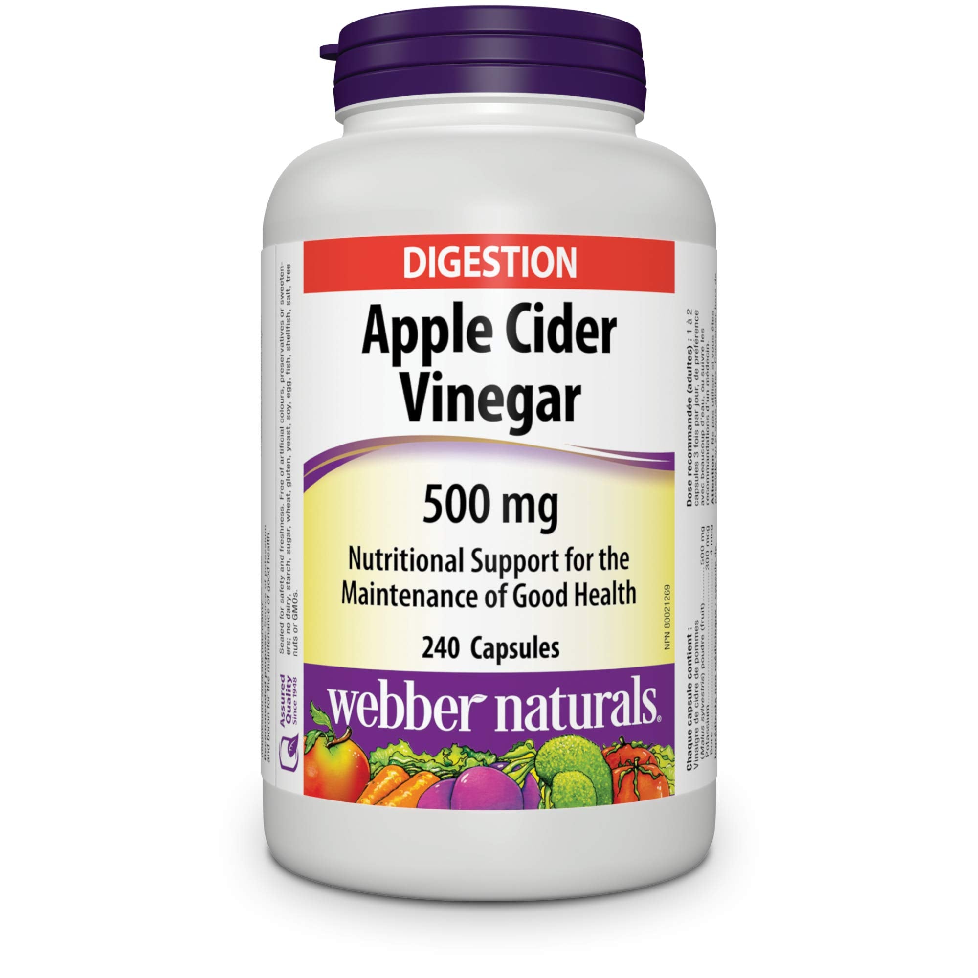 Webber Naturals Vinaigre de cidre capsules – bouteille pratique pour la routine quotidienne.