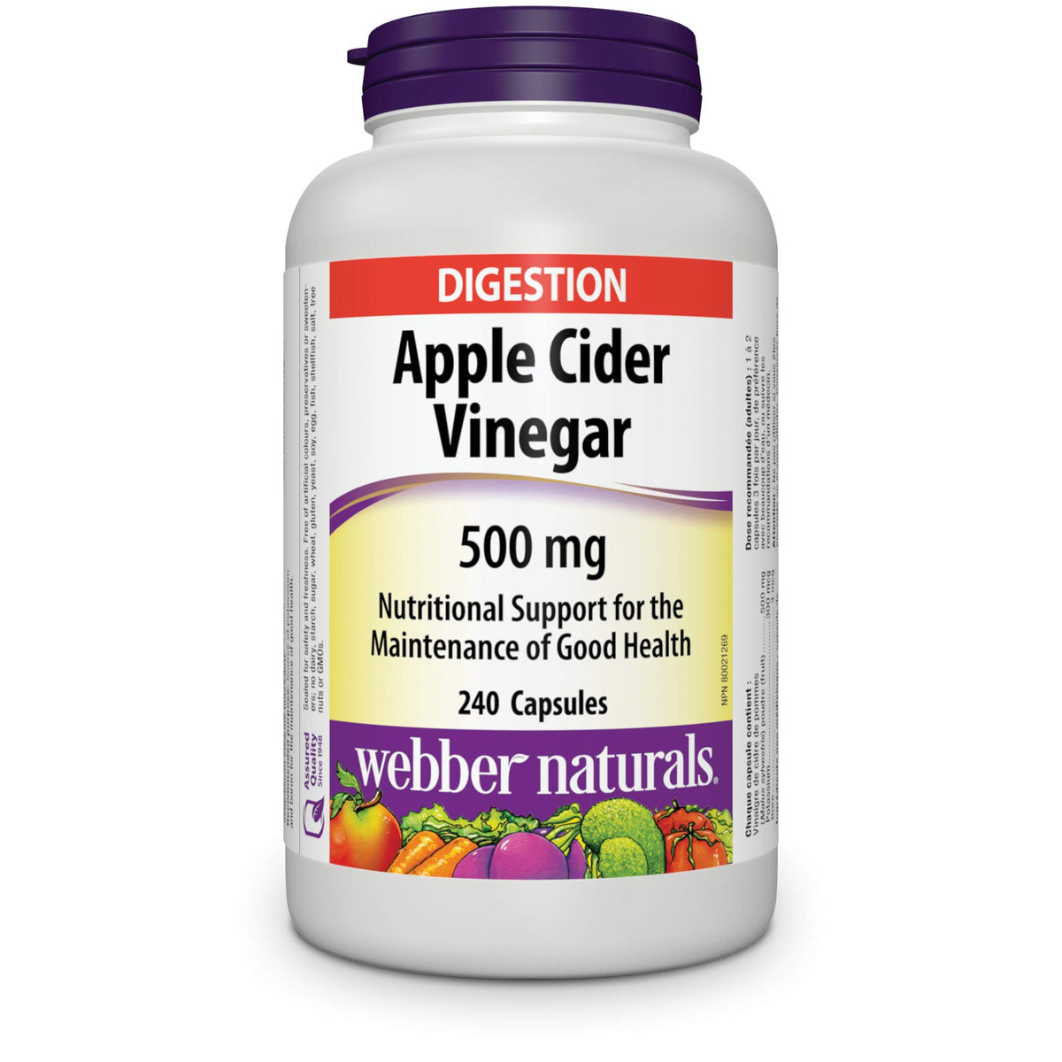 Webber Naturals Vinaigre de cidre capsules – bouteille pratique pour la routine quotidienne.
