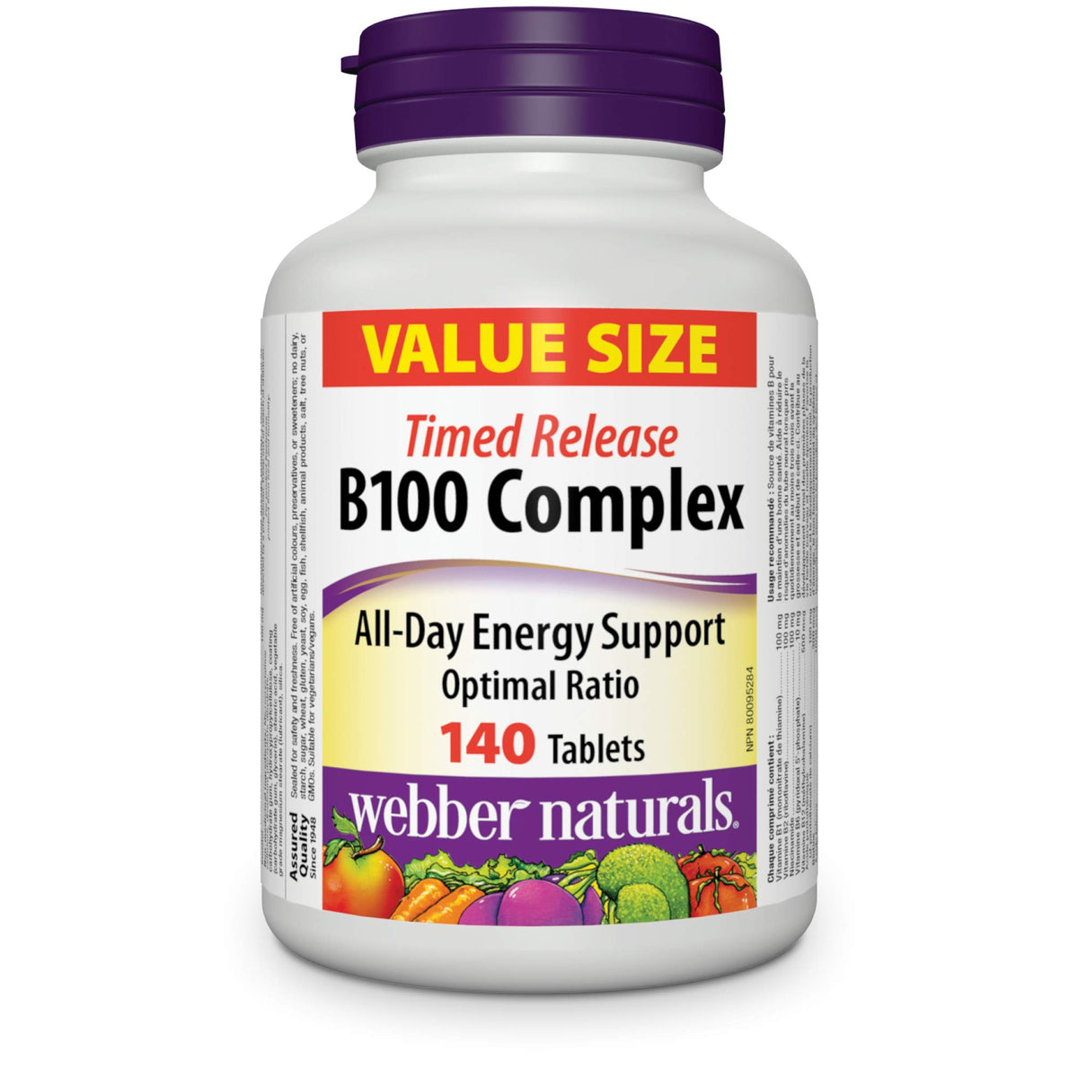 Webber Naturals Vitamine B100 Complex libération prolongée en bouteille