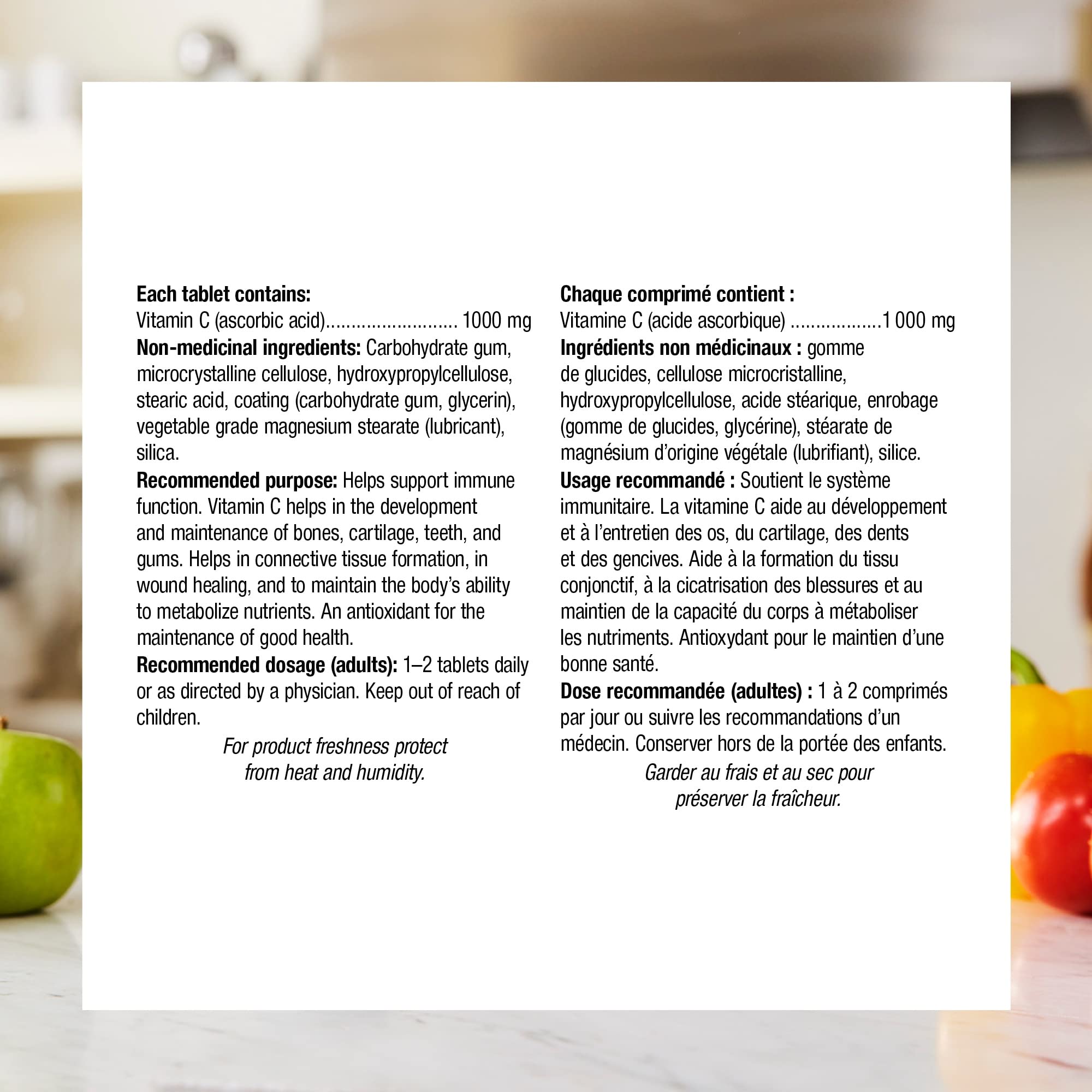 Webber Naturals Vitamin C Libération Temporelle, gros plan sur le comprimé et sa texture.