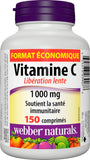 Webber Naturals Vitamin C Libération Temporelle, étiquette claire avec dosage et conseils d'utilisation.