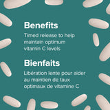 Webber Naturals Vitamin C Libération Temporelle, prise avec verre d'eau facilitant l'ingestion.