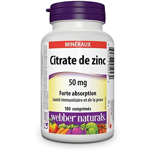 Webber Naturals Zinc Citrate 50 mg, boîte: format pratique pour une utilisation quotidienne.