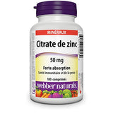 Webber Naturals Zinc Citrate 50 mg, boîte: format pratique pour une utilisation quotidienne.