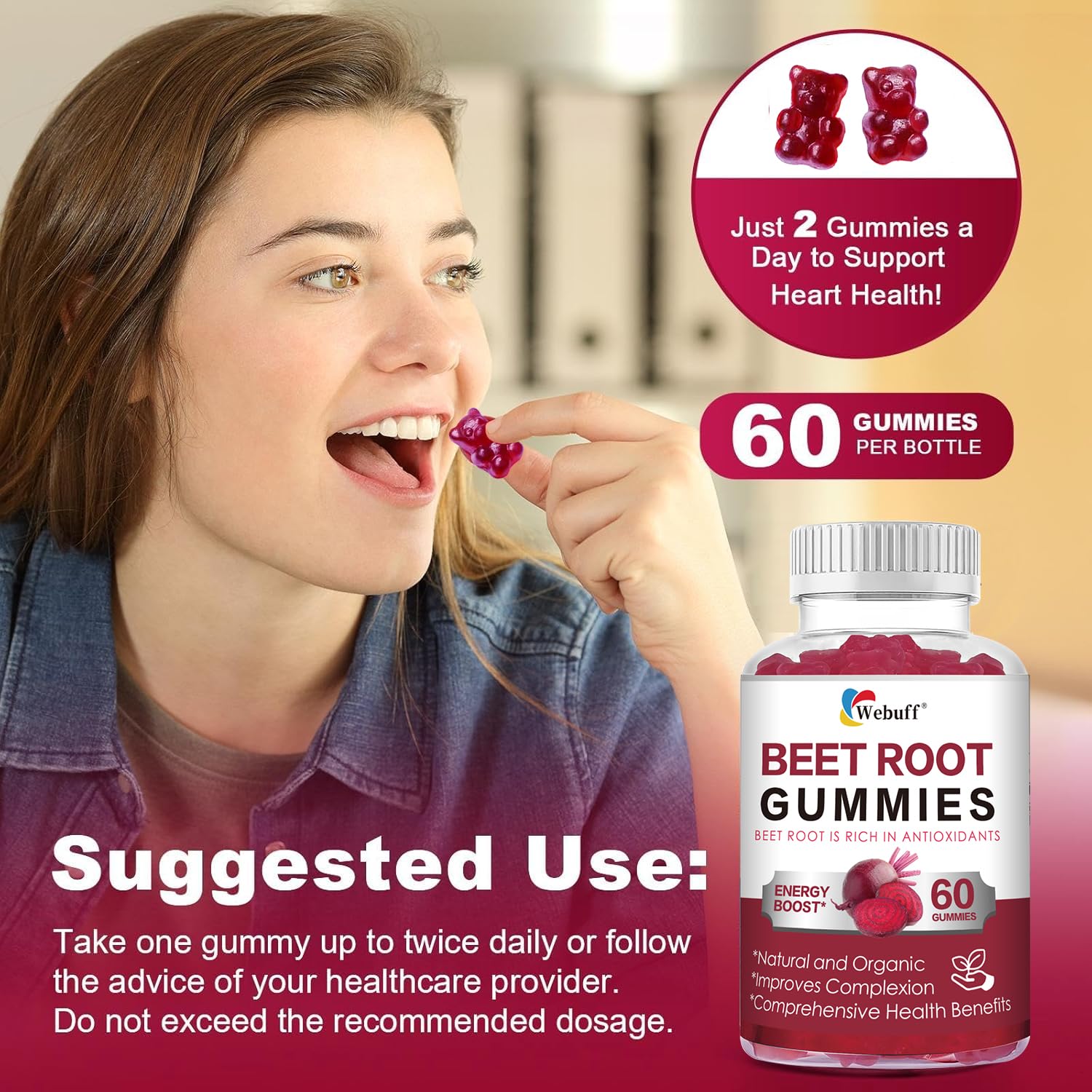 Gommes Webuff riches en antioxydants pour la vitalité cardio-vasculaire.