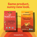 Wedderspoon Manuka bio gouttes ambrées, texture douce et apaisement rapide.