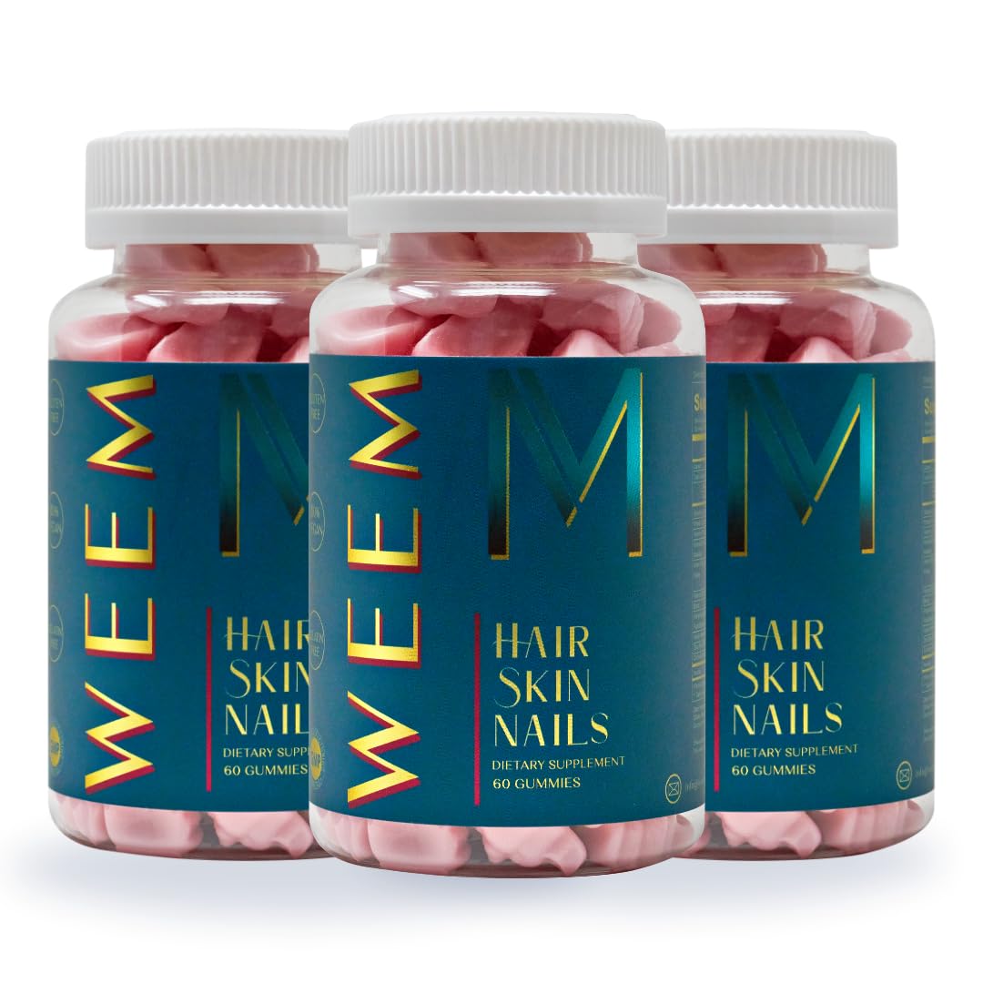 Gummies WEEM pour cheveux, ongles et peau dans une bouteille pratique.