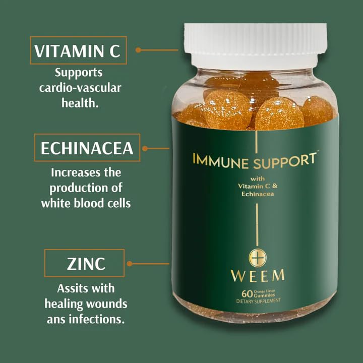 Gummies WEEM Immunité saveur fruitée, plaisir facile pour enfants et adultes.