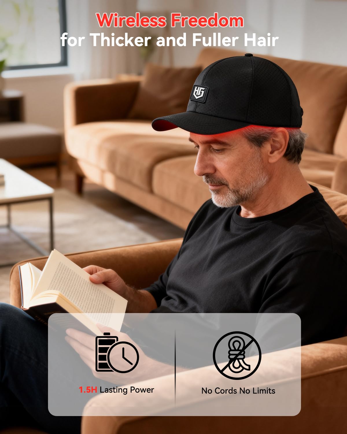 Casquette WEETALL Lumière Rouge offrant 12 réglages personnalisables pour votre confort.